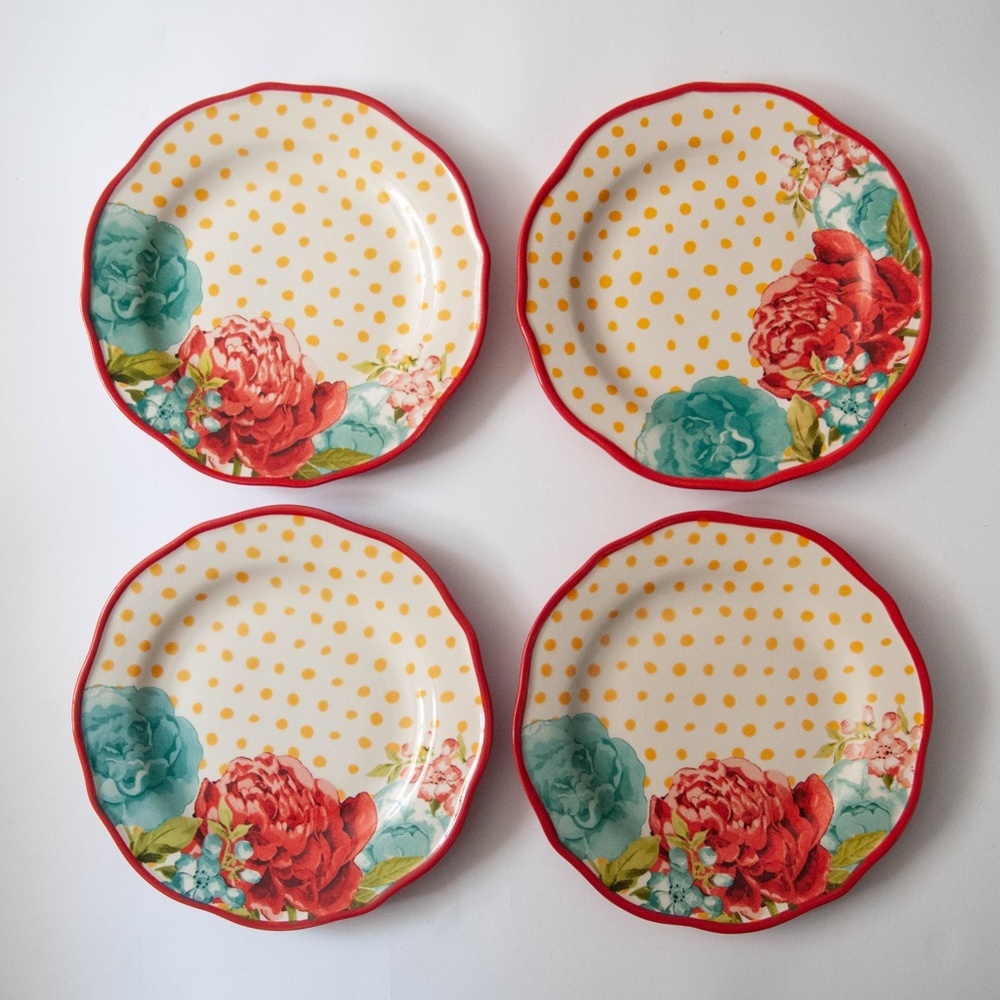 The Pioneer Woman Set of 4 Blossom Jubilee Floral Stoneware Salad Plates - Picture 2 of 7
